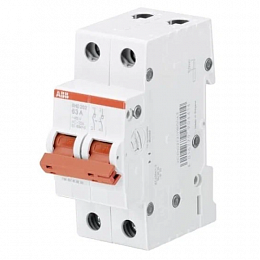 SHD202/25 Рубильник 2-полюсный модульный 25А (красный рычаг) ABB. Вид 1