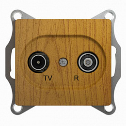 Розетка TV-R оконечная 1db, механизм (дерево дуб) Glossa Schneider Electric. Вид 1