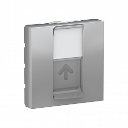 Лицевая панель RJ45 для коннектора Keystone/Systimax, 2 мод. (алюминий) Unica New Schneider Electric. Вид 1