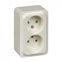 Розетка двойная без заземления, со шторками, 16А, 250В (белый) Quick Schneider Electric. Вид 1