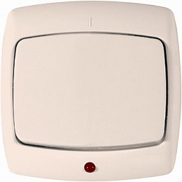 Выключатель1-клавишный, С/У с подсветкой 6а, 250В (белый) Рондо Systeme Electric. Вид 1