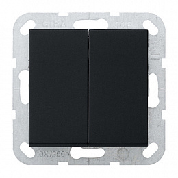 Переключатель перекрестный 2-клавишный (черный матовый) System 55 Gira. Вид 1