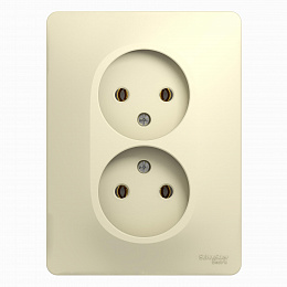 Розетка двойная без заземления,16А, в сборе (бежевый) Glossa Systeme Electric. Вид 1