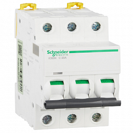 iC65N 3P 20А Автоматический выключатель 3-полюсный, 20А, 6кА (хар-ка C) Schneider Electric. Вид 1
