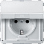 Механизм розетки с крышкой со шторками (полярный белый) Merten Aquadesign Schneider Electric. Вид 1.