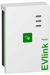 Настенная зарядная станция типа Parking мощностью до 22 kW, с 1 разъемом T2, RFID Schneider Electric. Вид 1