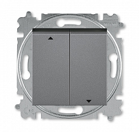 3559H-A89445 69W Выключатель жалюзи 2-кл. с фиксацией, Levit, сталь/дымчатый чёрный ABB. Вид 1