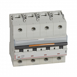 DX3 Автоматический выключатель 4-полюсный 50A 25kA (хар-ка C) Legrand. Вид 1