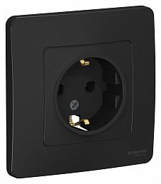 Розетка с заземлением без шторок, С/У, 16А, 250В (антрацит) Blanca Systeme Electric. Вид 1