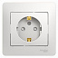 Розетка с заземлением со шторками, 16А, в сборе (белый) Glossa Systeme Electric. Вид 1.