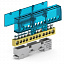 KSN-6-8x12-08 BLUE Клеммник на дин-рейку вертикальный 8х12, 8 отв., 100А, синий Tekfor. Вид 1.