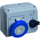 363 MHS6W Розетка для монтажа на поверхность с выключателем и блокировкой 63A, 3P+E, IP67 ABB