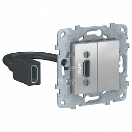 Розетка HDMI (алюминий) Unica New Schneider Electric. Вид 1