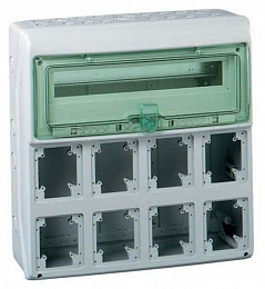 Бокс 18 мод.+ 8 отверстий для розеток питания 65x85, настенный IP65 Schneider Electric. Вид 1